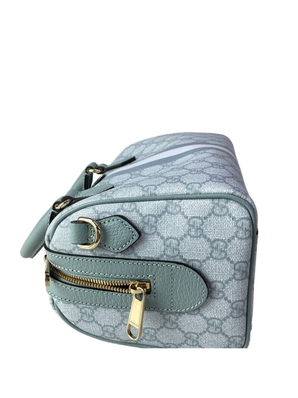 ★SOLD★ Gucci Handbag GG Supreme Ophidia Light Blue Mini Boston Leather - Picture 13 of 15